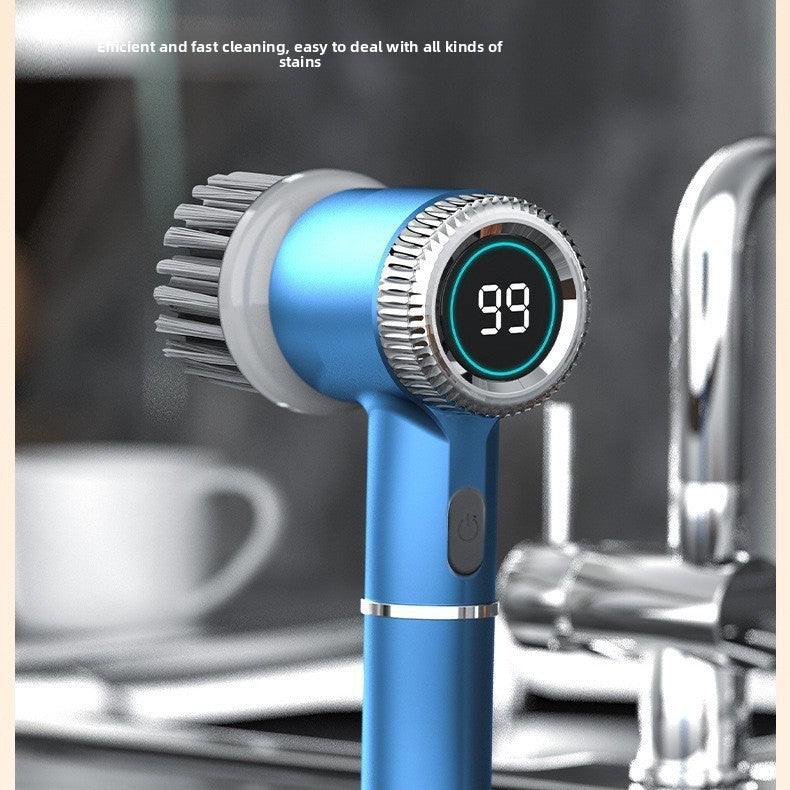Rechargeable Cordless Electric Pot Scrubber with Multi-Functional Cleaning Brush Heads