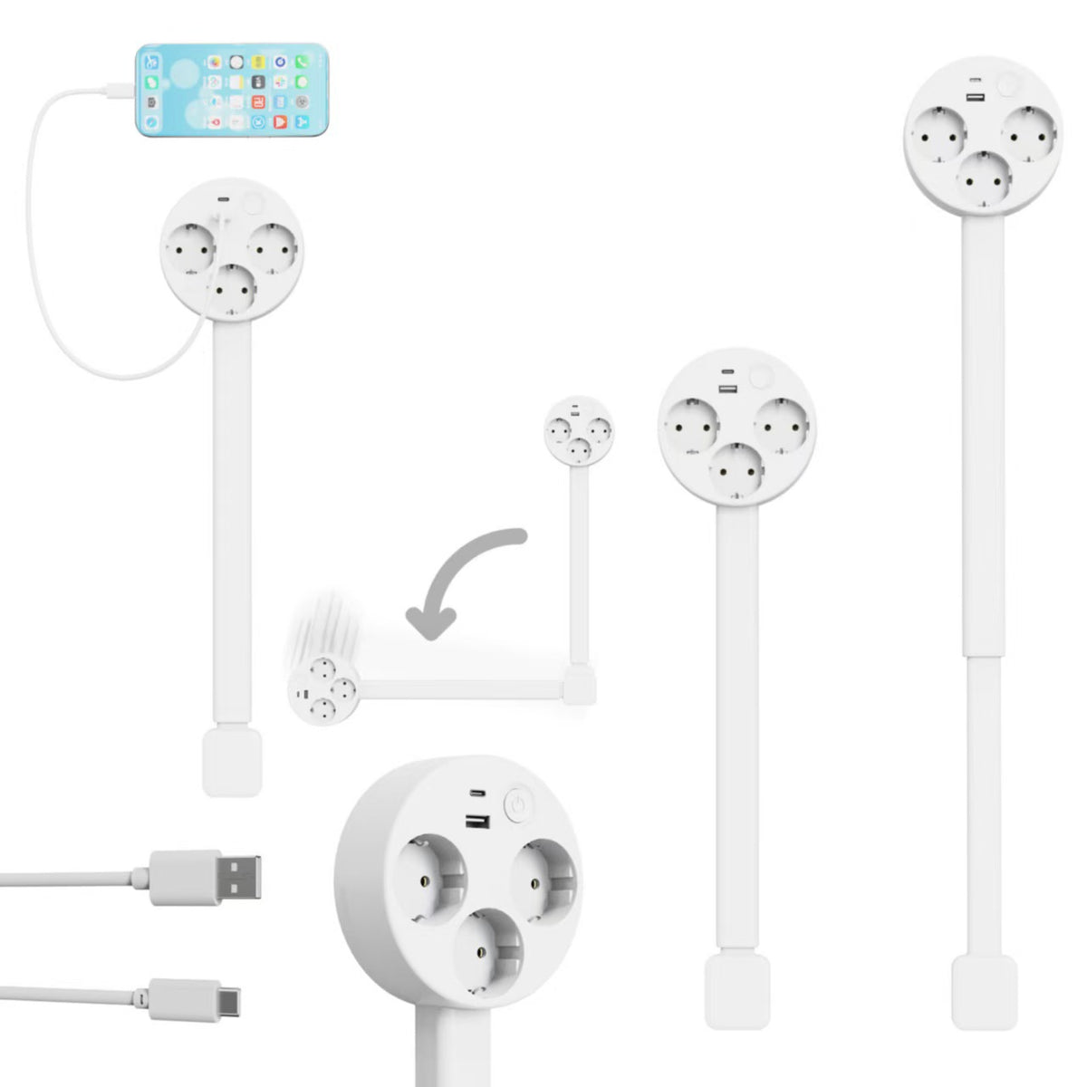 Telescopic/extended socket sofa bedside table power socket