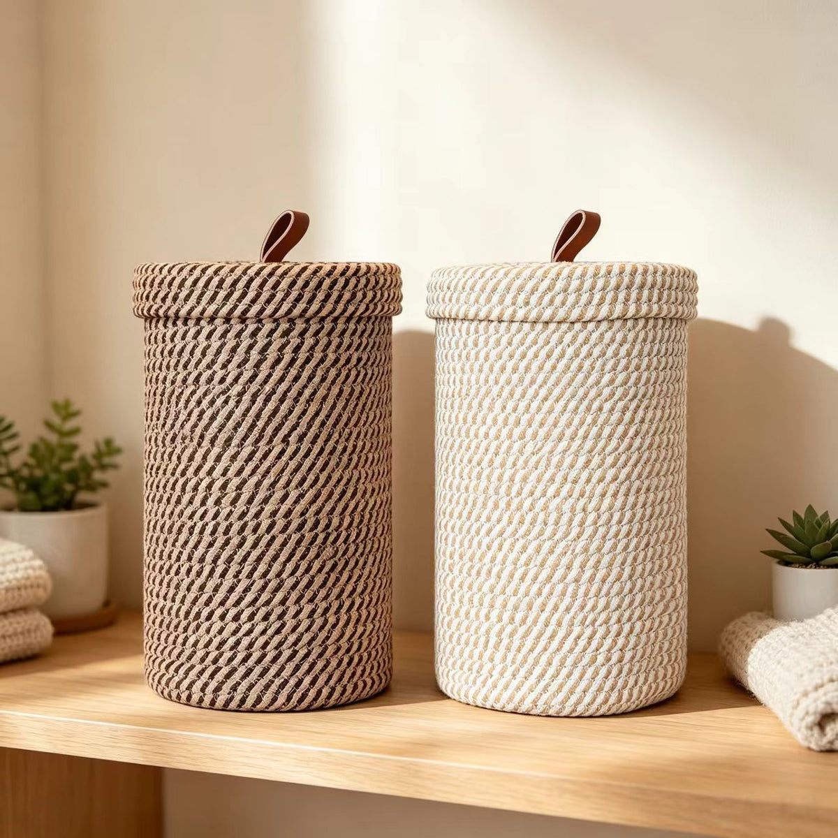 Laundry basket cotton fabric plush toy storage bucket with handle
