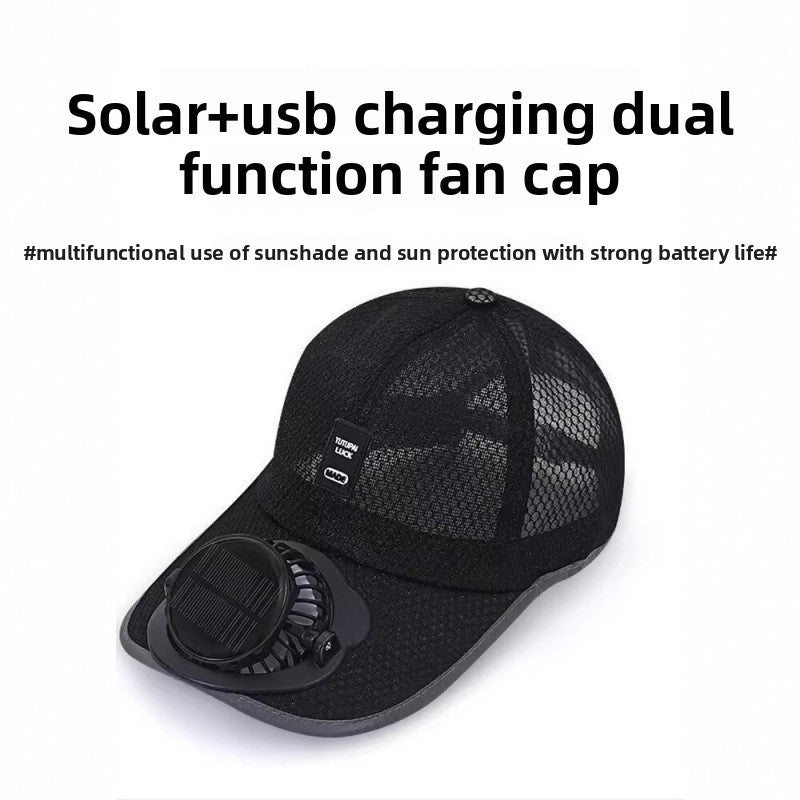 Solar Powered Charging Hat with Cooling Fan