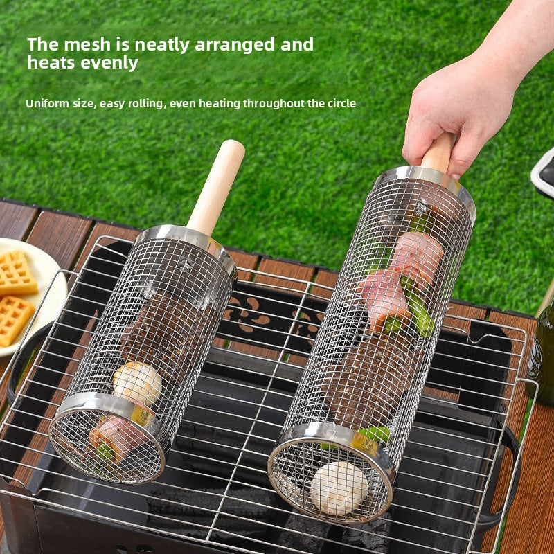 Rotating Stainless Steel BBQ Grill Basket