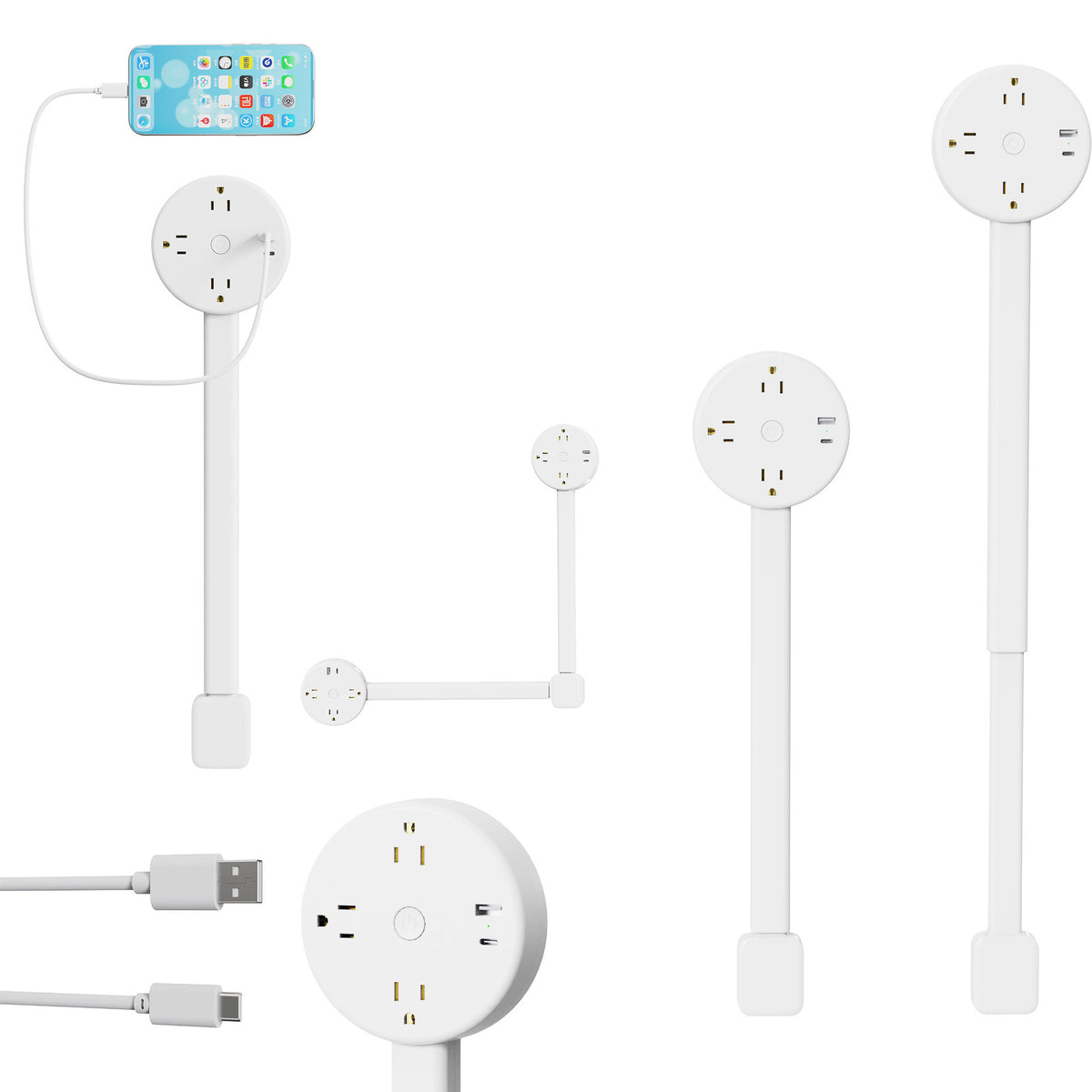 Telescopic/extended socket sofa bedside table power socket