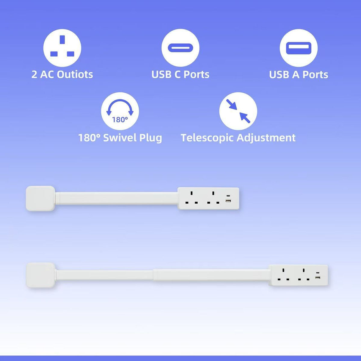 Telescopic/extended socket sofa bedside table power socket