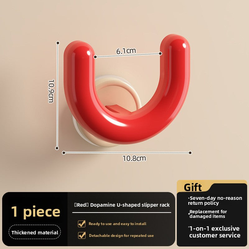 Bathroom Suction Cup Slipper Rack Wall Mounted No Drill Drainage Storage Rack