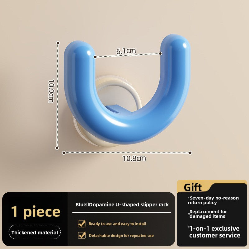 Bathroom Suction Cup Slipper Rack Wall Mounted No Drill Drainage Storage Rack
