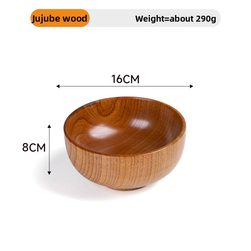 Natural jujube wood handmade round wooden tableware