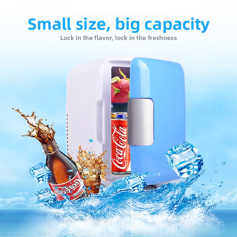4L Portable Car and Home Mini Fridge, Cooling and Warming Refrigerator, 12V/110V-220V