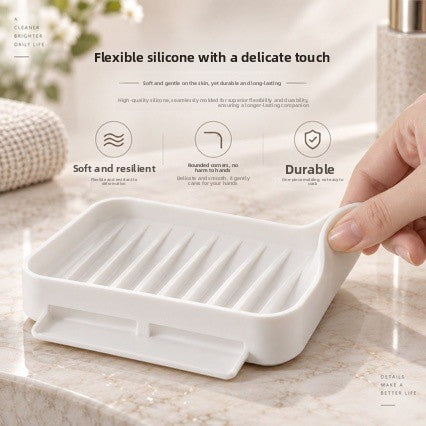Silicone Suction Soap Holder Quick Dry Sponge Tray Bathroom Kitchen Sink Organizer