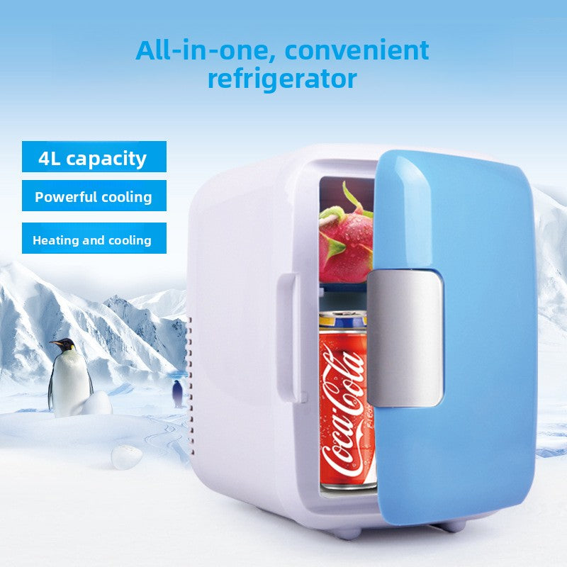 4L Portable Car and Home Mini Fridge, Cooling and Warming Refrigerator, 12V/110V-220V