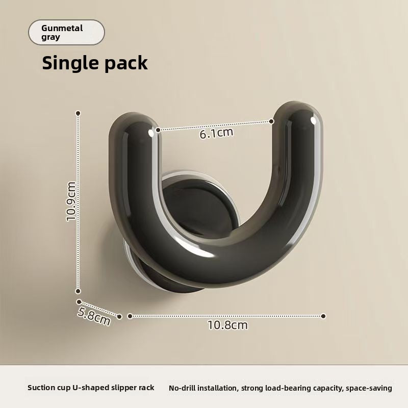 Bathroom Suction Cup Slipper Rack Wall Mounted No Drill Drainage Storage Rack