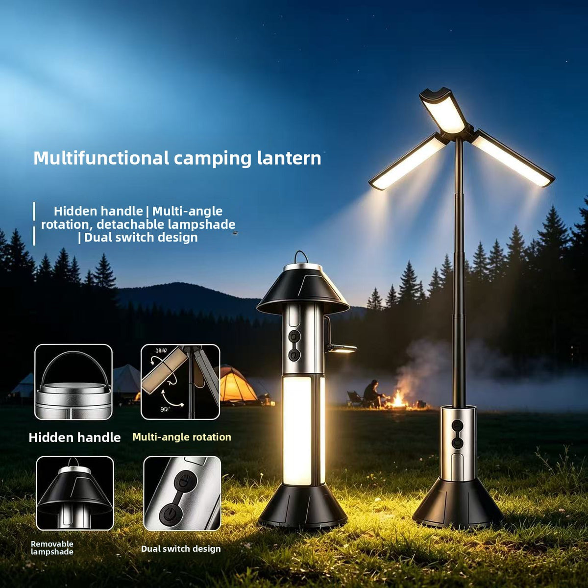 Multi-functional outdoor camping lamp