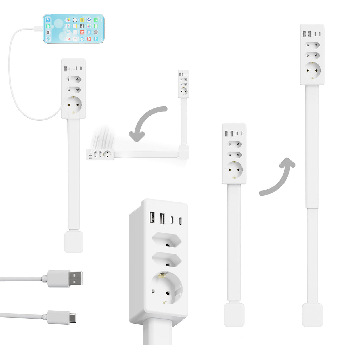 Telescopic/extended socket sofa bedside table power socket