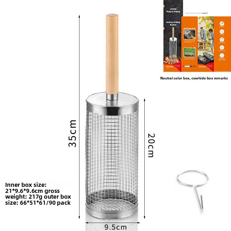 Rotating Stainless Steel BBQ Grill Basket