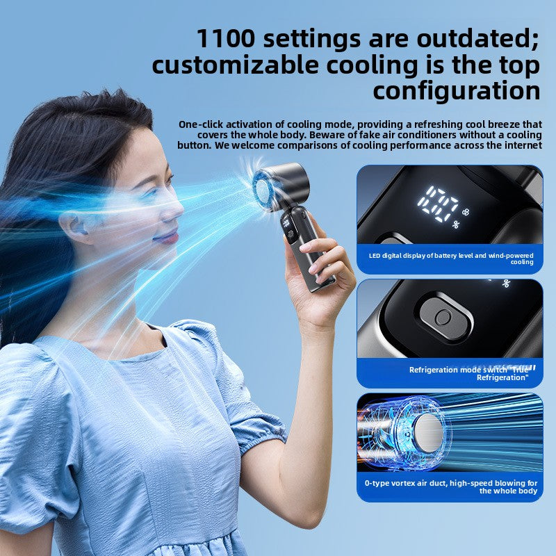 Semiconductor Cooling Handheld Fan with LED Display