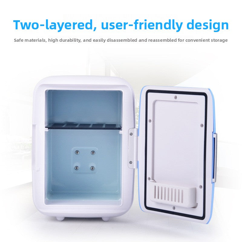 4L Portable Car and Home Mini Fridge, Cooling and Warming Refrigerator, 12V/110V-220V