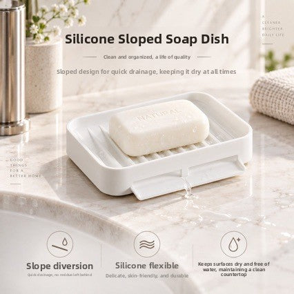 Silicone Suction Soap Holder Quick Dry Sponge Tray Bathroom Kitchen Sink Organizer