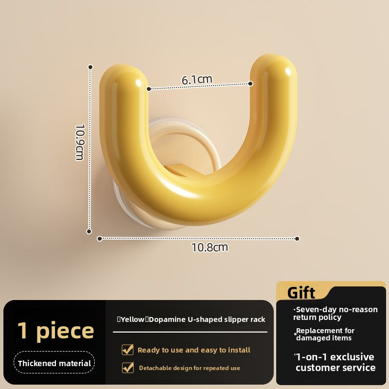 Bathroom Suction Cup Slipper Rack Wall Mounted No Drill Drainage Storage Rack