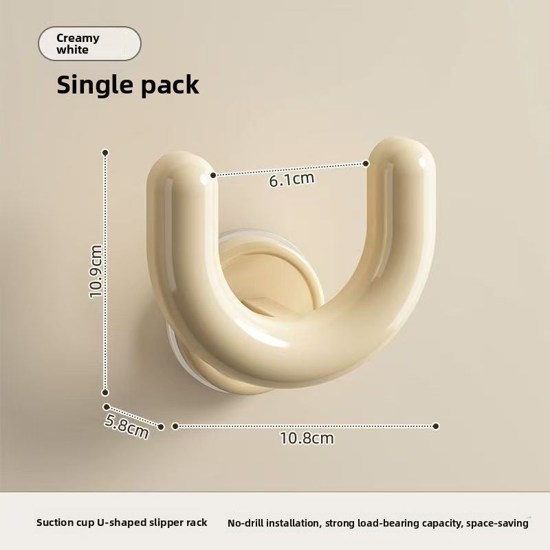 Bathroom Suction Cup Slipper Rack Wall Mounted No Drill Drainage Storage Rack