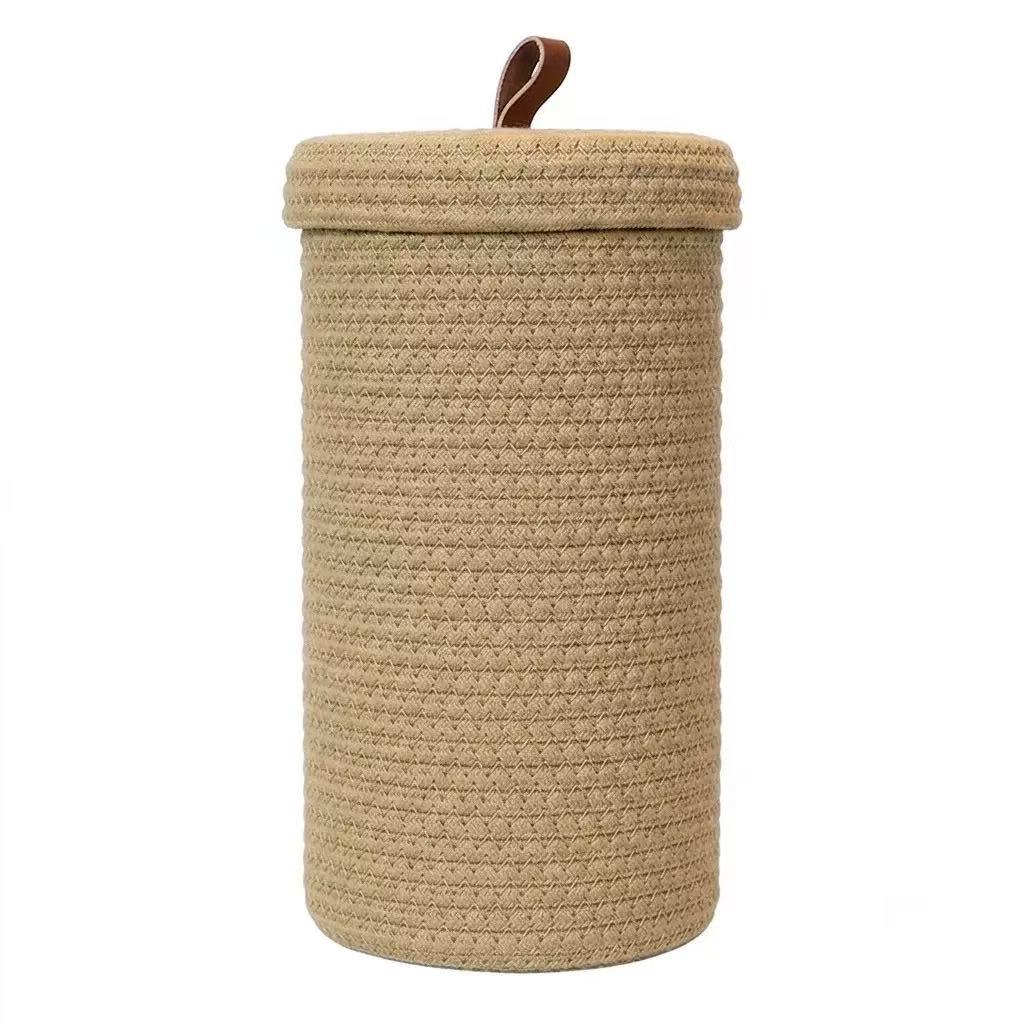 Laundry basket cotton fabric plush toy storage bucket with handle